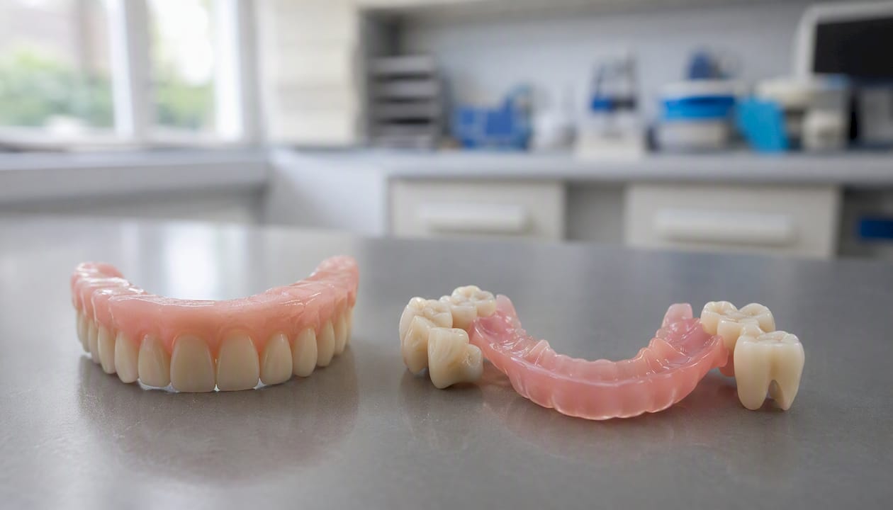 Comparison of monolithic and split dental dentures
