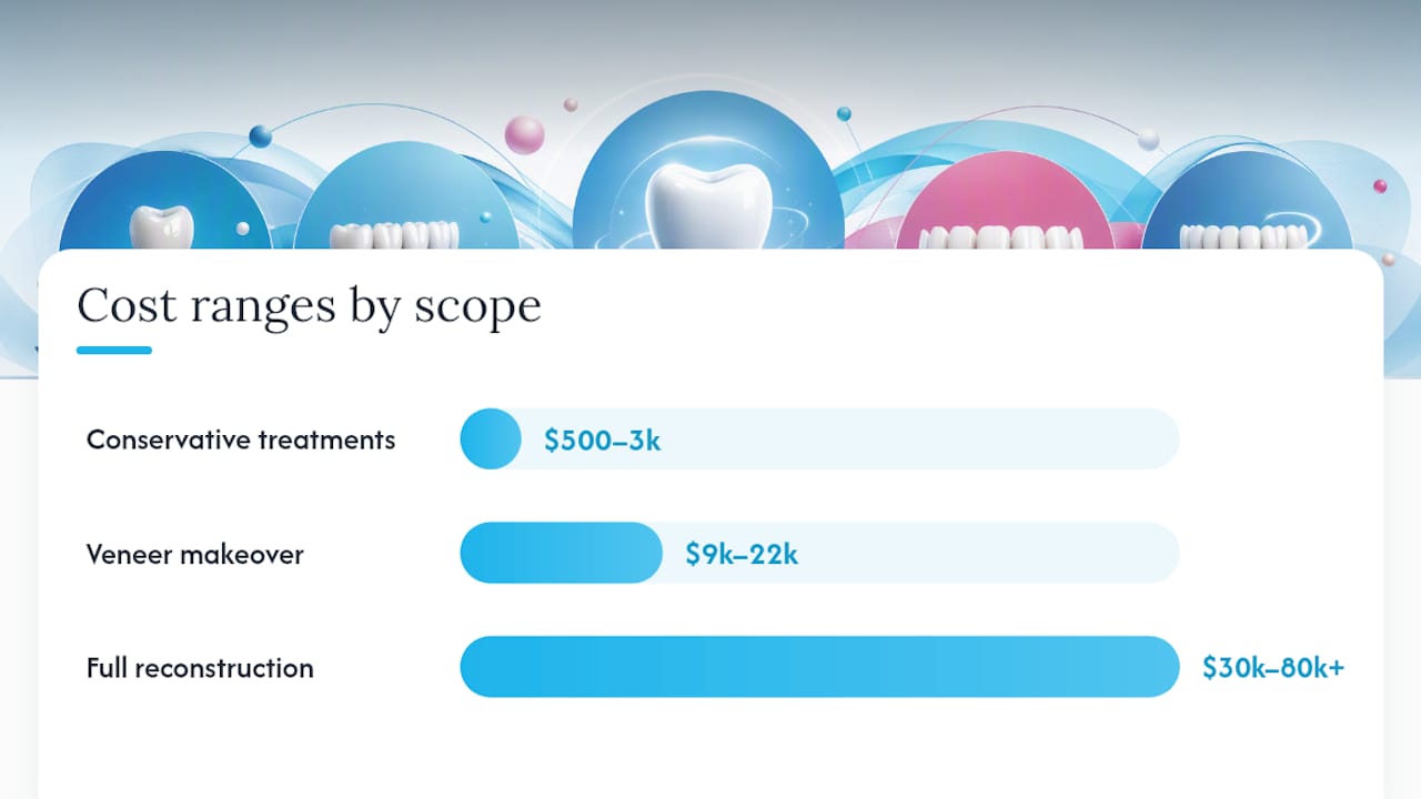 Cost comparison diagram for smile makeover procedures