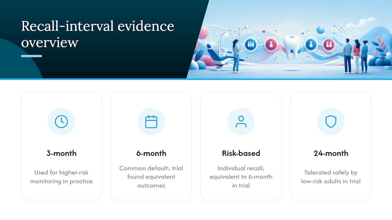 Evidence comparing adult dental recall intervals