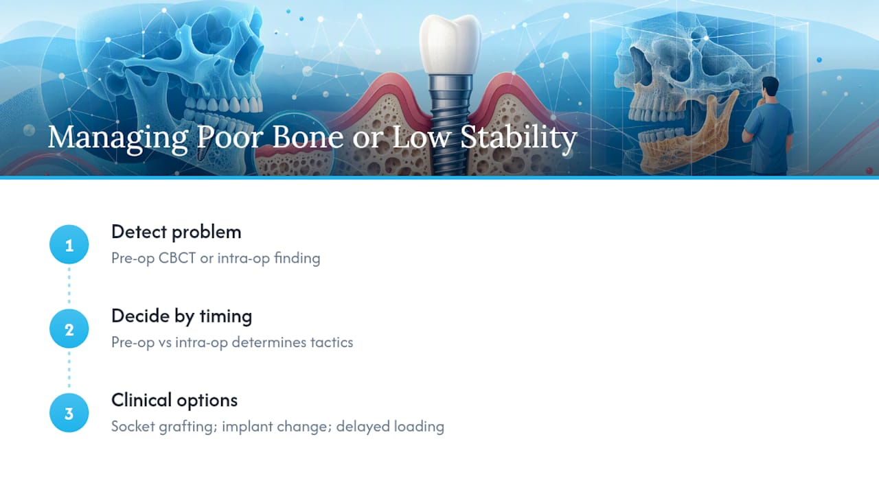 Decision pathway for low implant stability