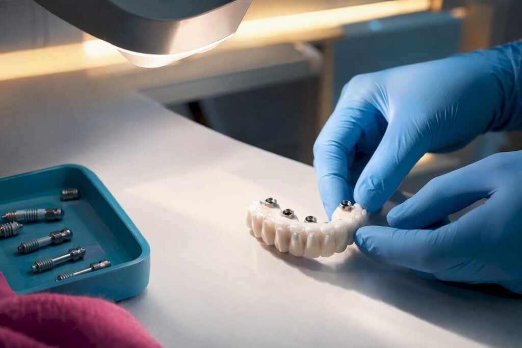 Partial zirconia arch and implant components