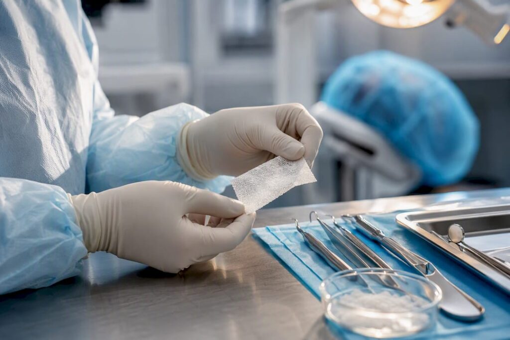 Preparing materials for dental bone graft surgery