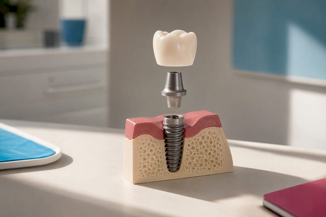 Three separated implant restoration components