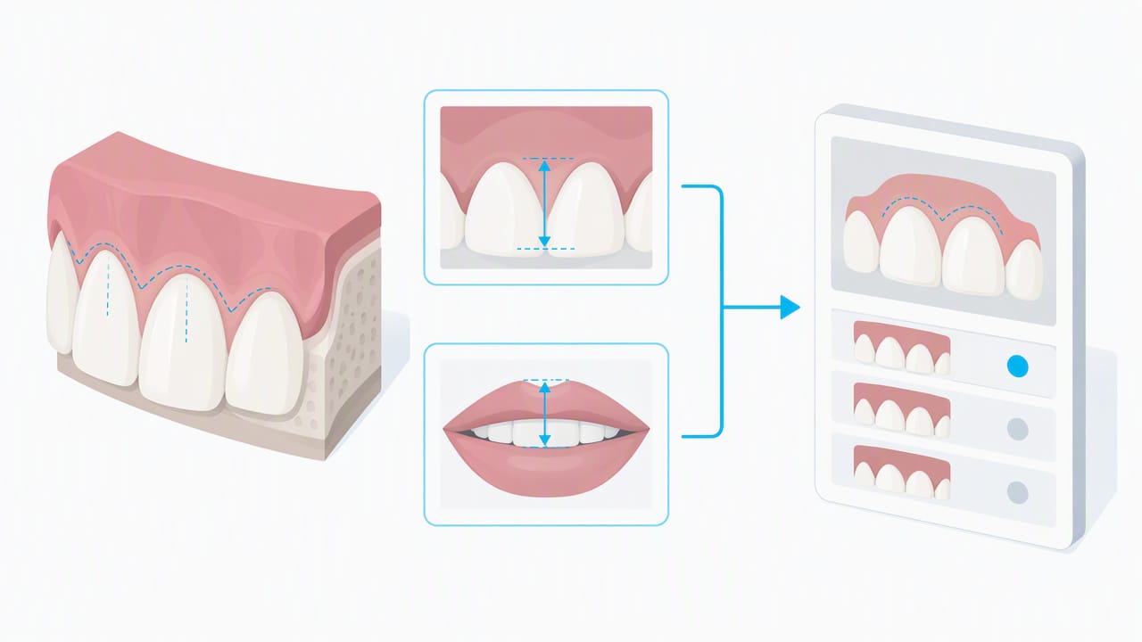 Illustration of gum contouring diagnostic measurements