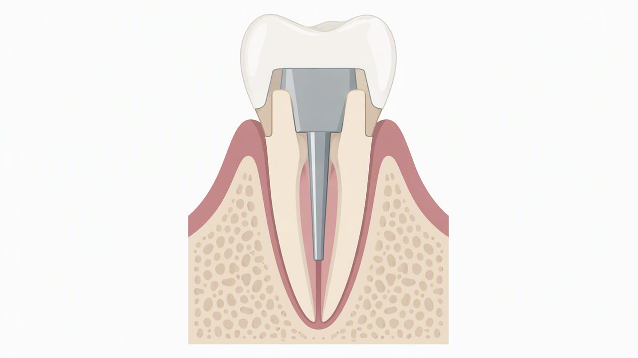 Tooth cross-section showing ferrule post and core