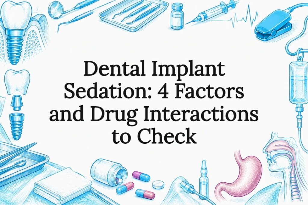 Dental sedation title card with clinical sketches